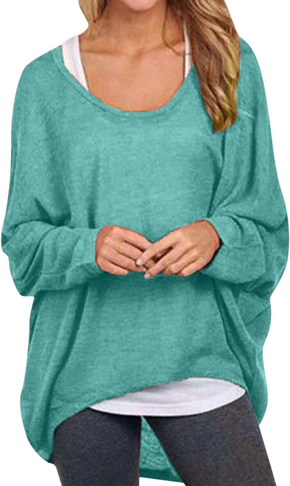 Women's Batwing Sleeve Pullover Tops Off Shoulder Loose Oversized Baggy Sweater Shirts Casual T Shirt Blouses