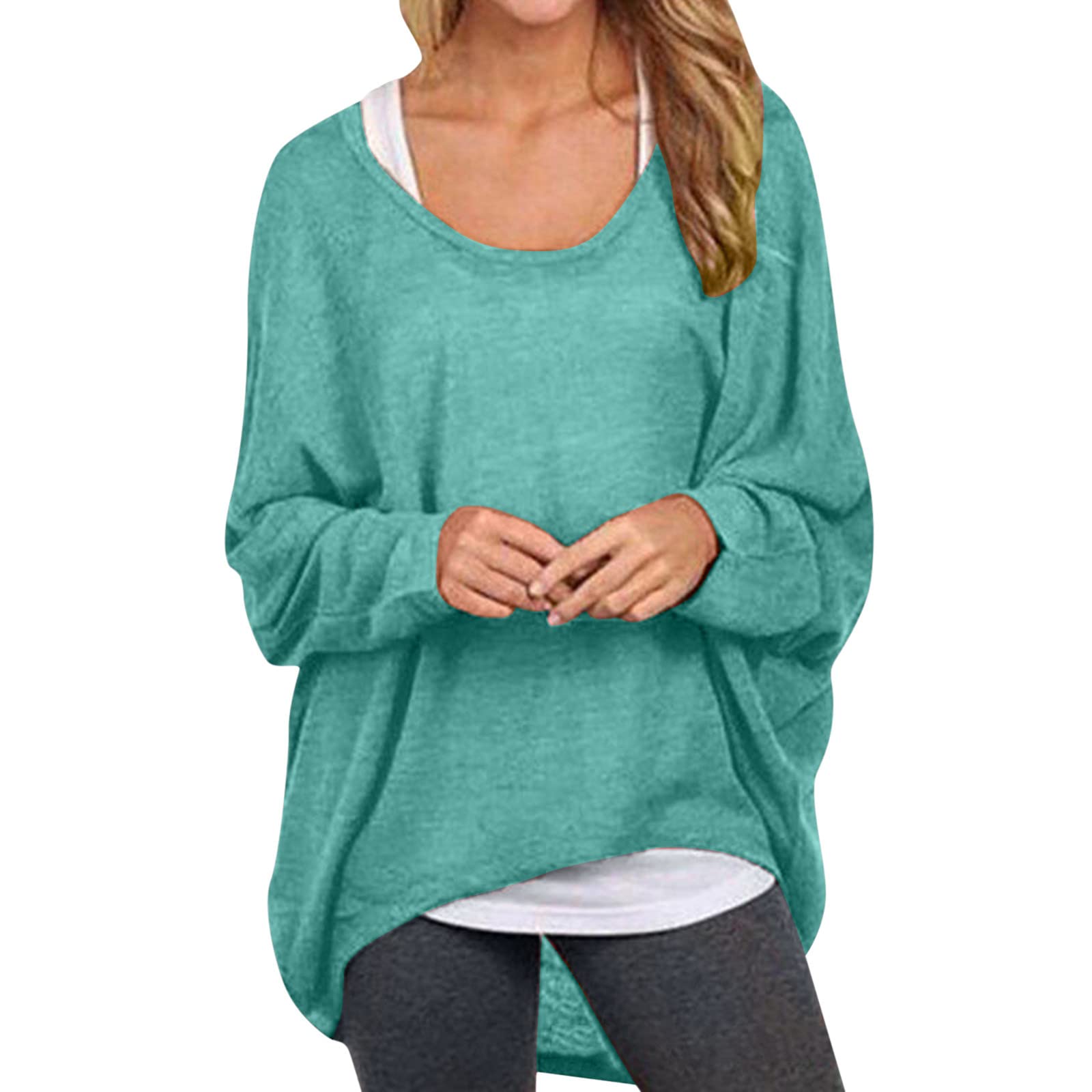Women's Batwing Sleeve Pullover Tops Off Shoulder Loose Oversized Baggy Sweater Shirts Casual T Shirt Blouses