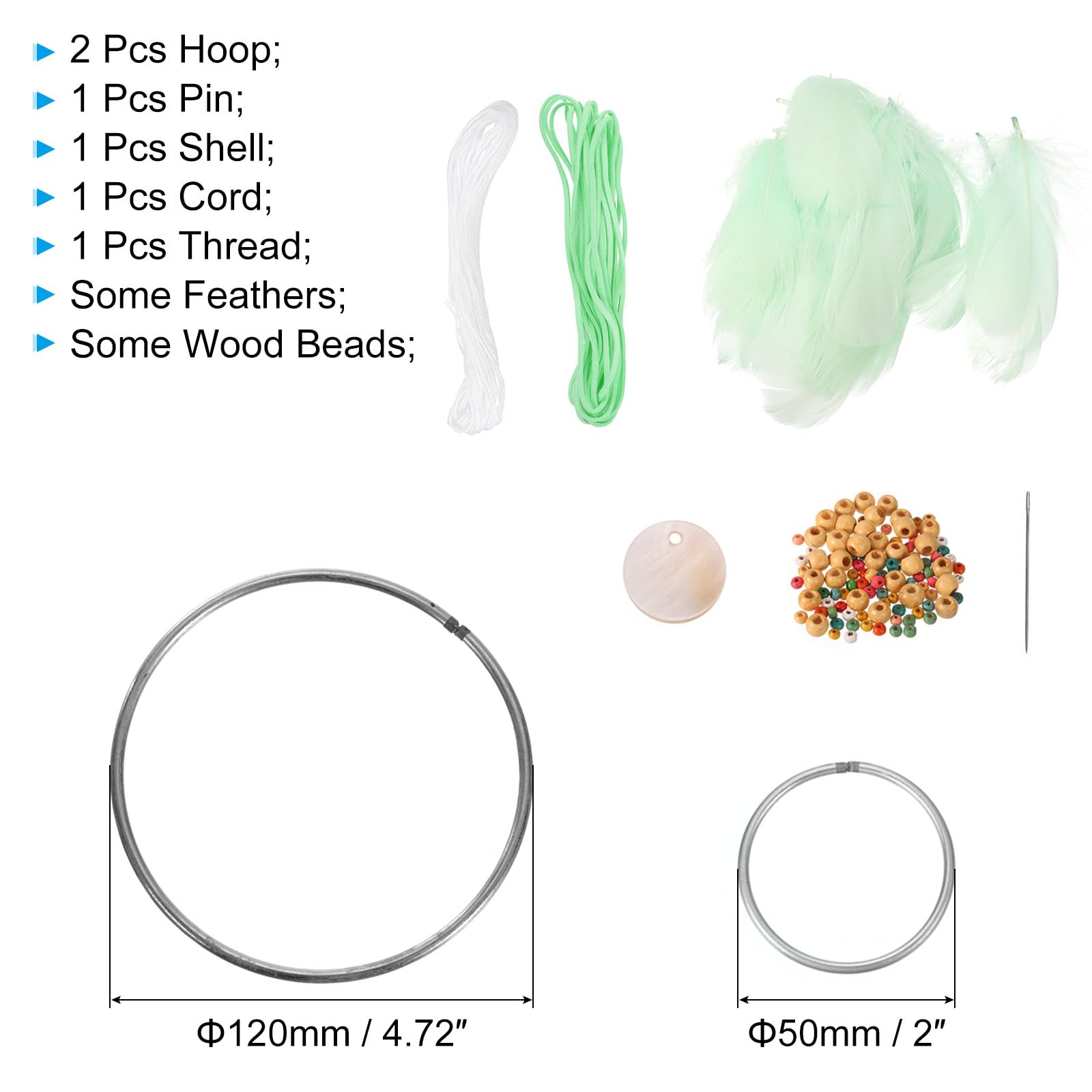 PATIKIL DIY Dream Catcher Kit, Making Dream Catcher Supplies Wall Hanging Handmade Dream Catcher Kits for Beginner Style 4, Green - Image 2