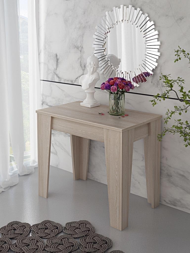 Bricozone Consolle Allungabile Moderna Tavolo Estensibile Salvaspazio Da 90 A 306Cm Fino A 14 Posti Struttura In Mdf E Guide Telescopiche In Metallo Ingresso Cucina Soggiorno Sala Da Pranzo (Rovere)