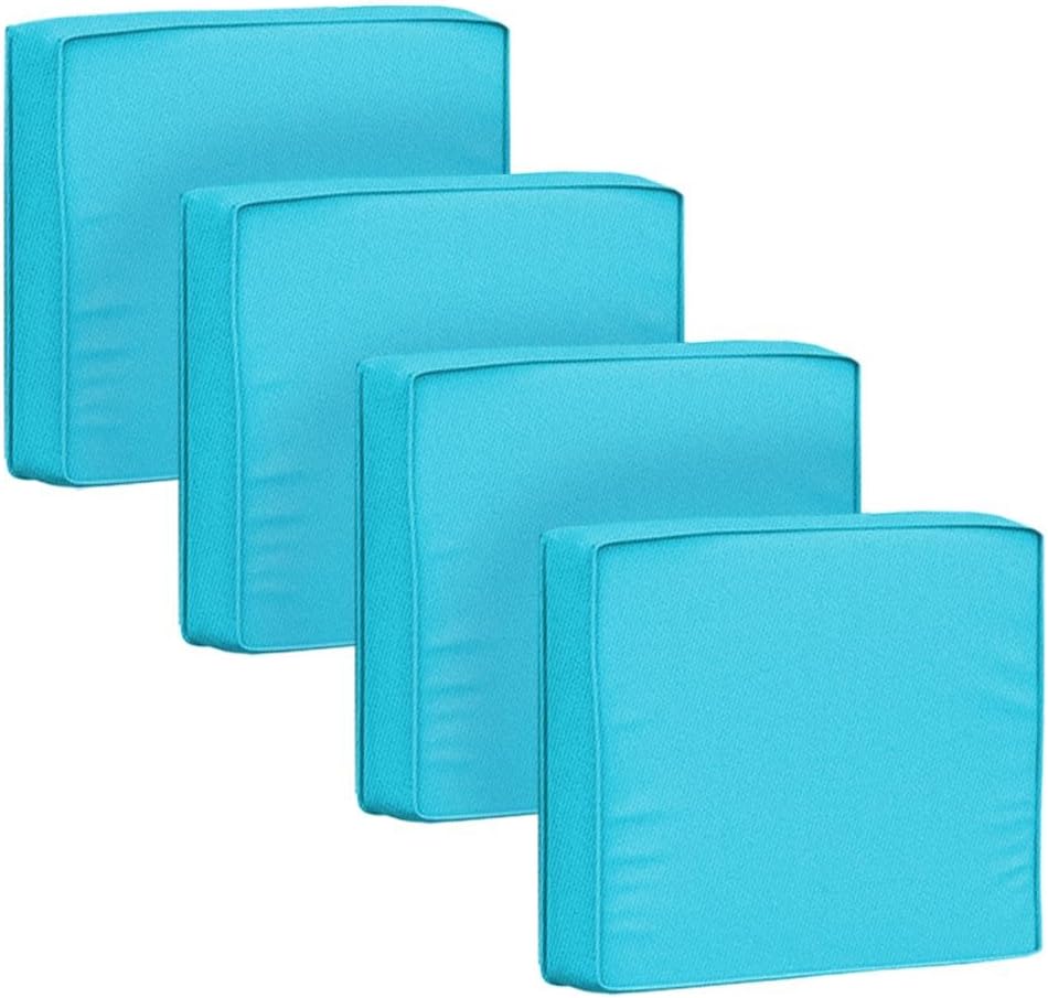 4 Pcs Patio Cushion Covers, 19'' x 19'' x 3'' Waterproof Cushion Replacement for Furniture Sofa Couch Slip Covers with Adjustable Ties Portable Handle, Cover Only (Cyan, 19"x19"x3")
