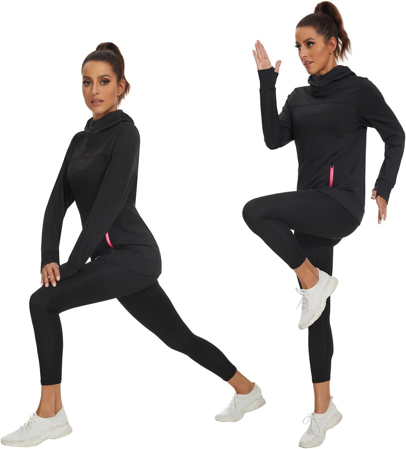 Soneven Women's Running Fleece Sweatshirts Cowl Neck Warm Pullover Hoodie Long Sleeve Thermal Shirt with Pocket - Image 6