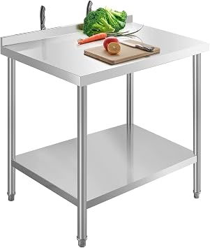 24x30 Stainless Steel Prep Work Table with Backsplash Knife Block