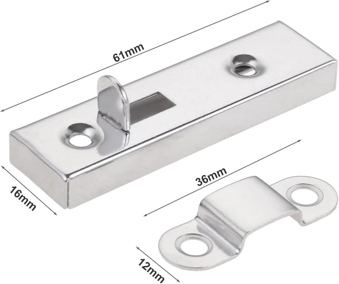 Silver Door Window Security Bolt Button Open Spring Lock Latch Door Bolts Door Latch Home Safety W/Screws 61x16mm