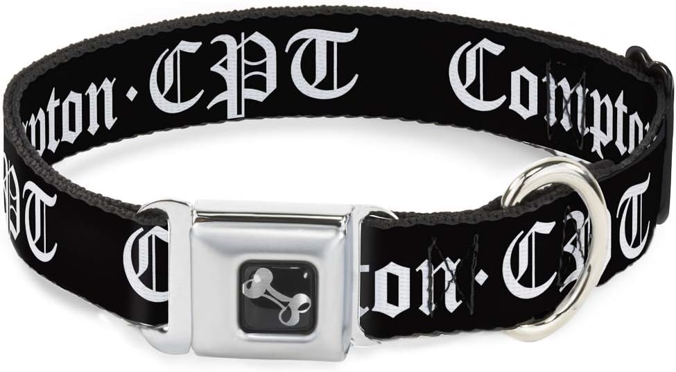 Buckle-Down 15-26" Compton-Cpt Black/White Dog Collar Bone, Large