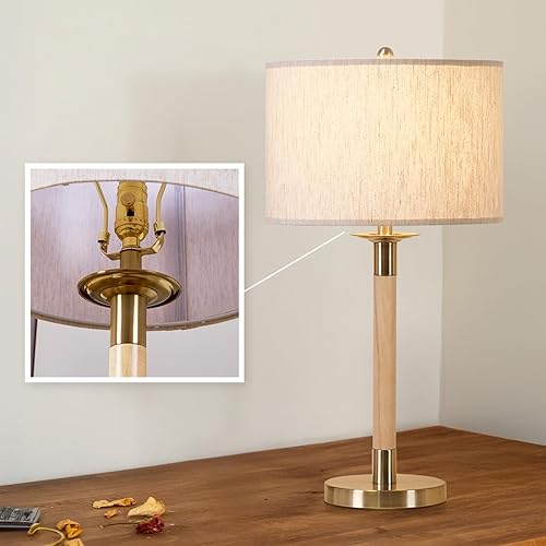 Miniatura 8 de Lámpara de mesa, moderna lámpara de escritorio para mesita de noche con regulador de intensidad y bombilla, lámpara de mediados de siglo para sala