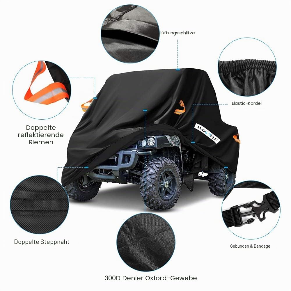 Wasserdichte UTV-Abdeckung, schweres Denier-Oxfordgewebe, für Polaris RZR, Yamaha Rhino, Can-Am Defender, Honda Pioneer, Kawasaki Mule, Teryx, 2 - 3 Passagiere