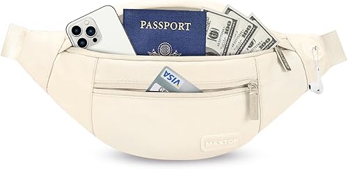 MAXTOP - Cangurera cruzada grande con 4 bolsillos con cremallera, ideal para eventos deportivos, festivales, entrenamiento, viajes, correr y uso