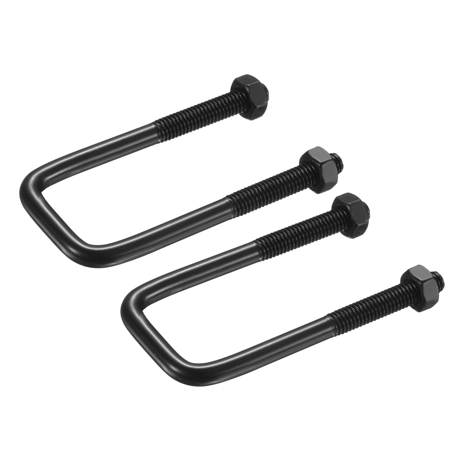 sourcing map 2 Sets M6 Square U-Bolts, 25mm (0.98") Inner Width 70mm (2.76") Length 304 Stainless Steel U-Clamp Bolt Electroplated with Nuts for Automobile, Trailer, Boat Trail, Black