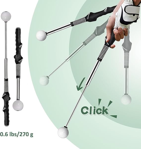 Golf Telescopic Club, Retractable Swing Training Aid, Click Sound Stick Trainer, Warm Up Golf Swing Trainer, Golf Grip Trainer, Golf Accessories for Men