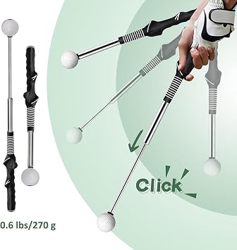 Golf Telescopic Club, Retractable Swing Training Aid, Click Sound Stick Trainer, Warm Up Golf Swing Trainer, Golf Grip Trainer, Golf Accessories for Men