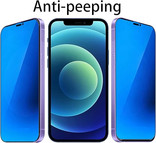 Miniatura 2 de BWEDXEZ Paquete de 2 vidrios templados de privacidad anti-azul compatibles con iPhone 12iPhone 12 Pro, protector de pantalla antiespía, película