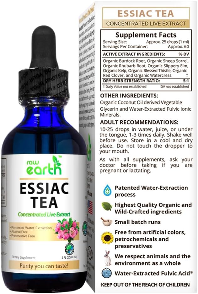 ESSIAC Tea Extract - 8 Organic Herbs & Sheep Sorrel Roots! - USA & EU Grown Herbs - Made in the USA - Patented Process - Raw & BioActive - Concentrated Live Extract -Alcohol FREE, Sugar FREE - Image 3