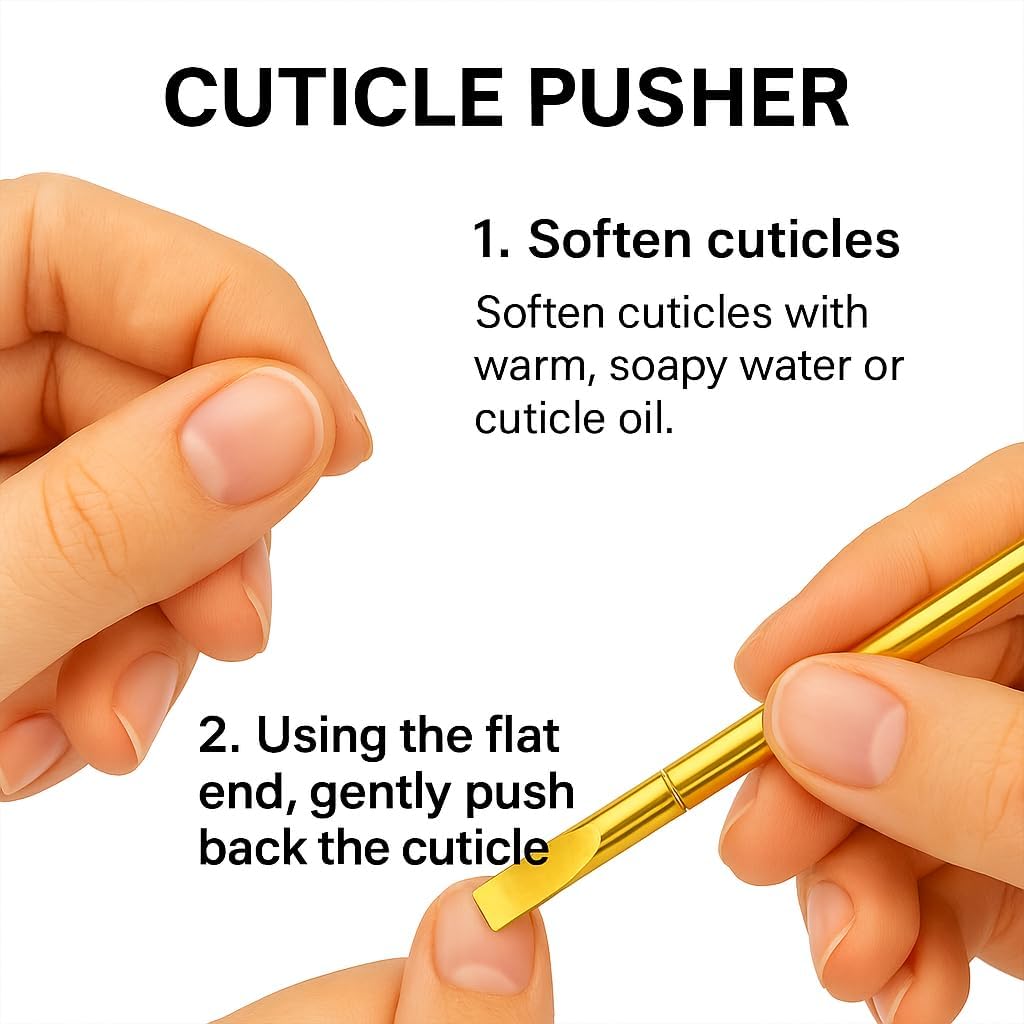 Professional Cuticle Tool, Double-Ended Paddle and Blade, Gold, 14 cm (Gold, Straight Cuticle Pusher 11.5cm)
