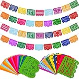 pancartas de papelerias Fácil de ensamblar: las pancartas de Papel Picado de tamaño grande no están preensambladas, debe ensamblarlas a mano. El traje viene con 4 piezas de cuerdas de 10 pies de largo. Puede ajustar la distancia entre cada personaje y colgarlo fácilmente en la sala de estar, la pared, la rama de un árbol u otros lugares. ¡Se puede usar de manera bastante simple!