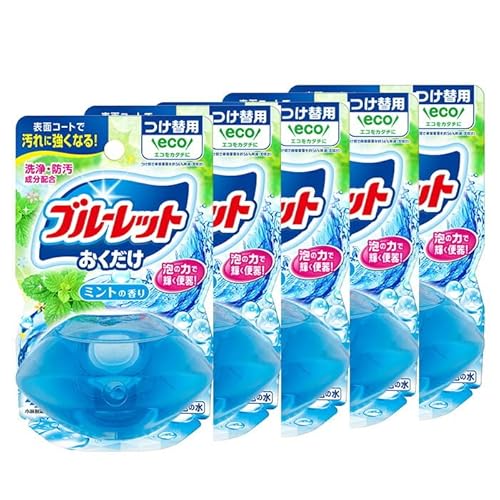 液体ブルーレットおくだけ ミントの香り 70ml つけ替用 5個 無色の水 小林製薬 ブルーレット トイレ用合成洗剤 トイレ掃除 洗剤 芳香剤 詰め替え 詰替え 付け替え 付替え[CGC]ta445