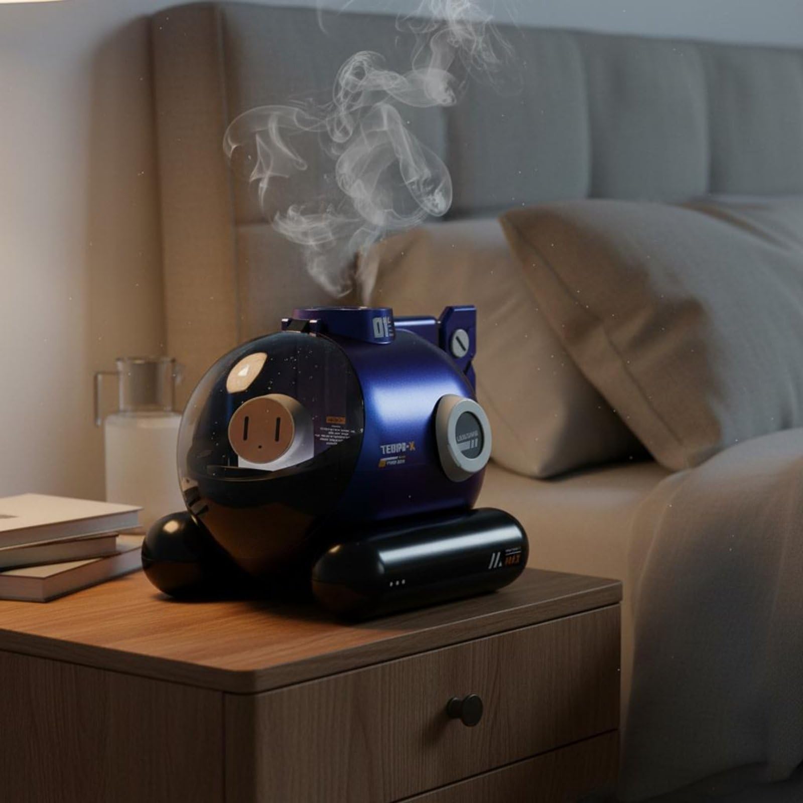 Humidificador de Escritorio Humidificador Difusor Vaporizador Dispensador de Niebla con Diseño Náutico Redondeado y Apagado Automático por de Agua, Azul Iridiscente