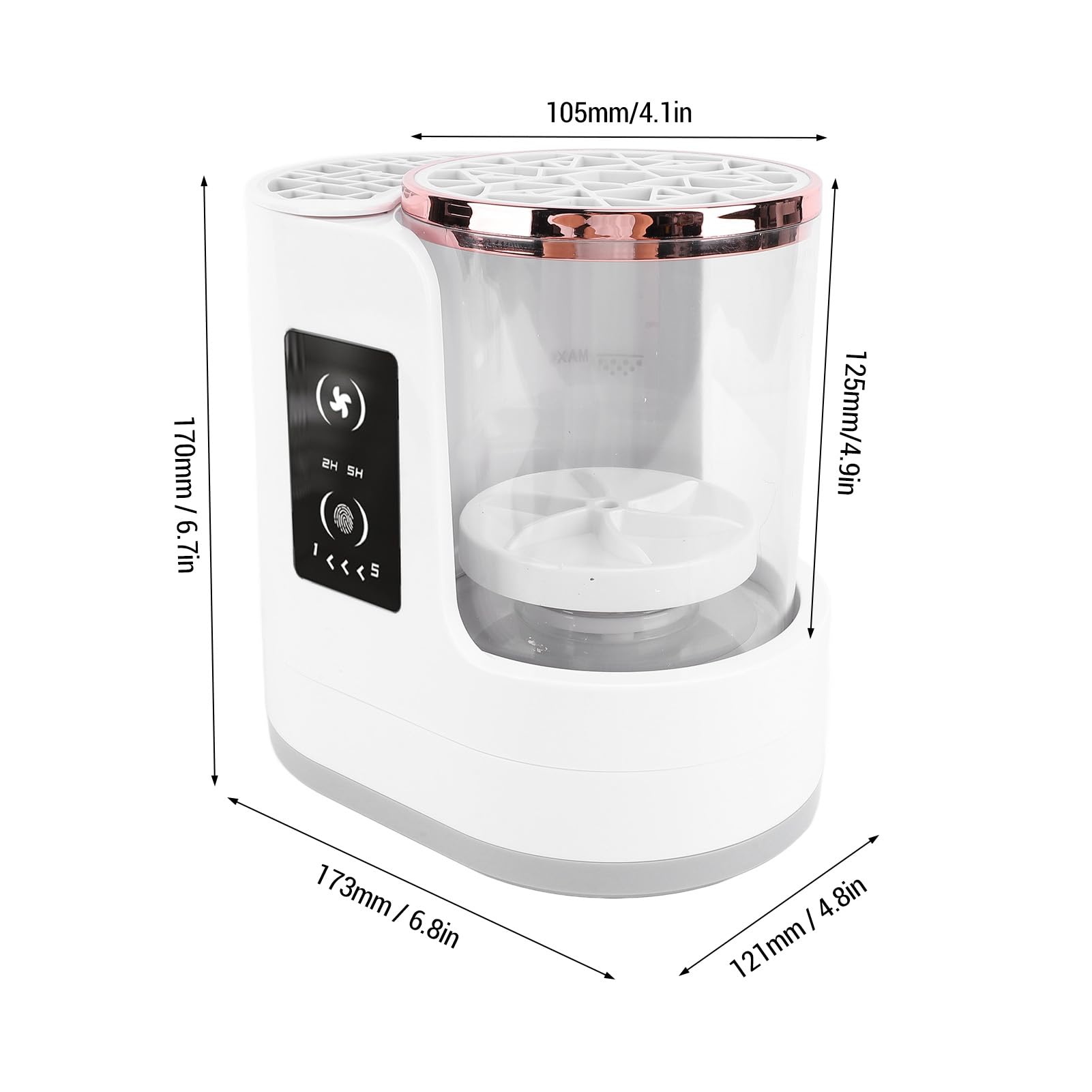 Detergente Elettrico per Pennelli Trucco Clear View 850 Giri/min 2H 5H Asciugatrice con Timer con Facile Smontaggio, Adatta a Varie Dimensioni