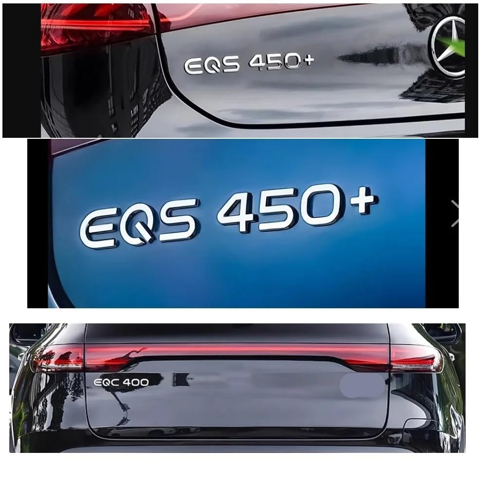 Badge lettre chromé compatible avec V295 EQS43 EQS53 EQS300 EQS350 EQS400 EQS500 EQS580 EQS350+ EQS450+ badges (EQS 350 (plus))