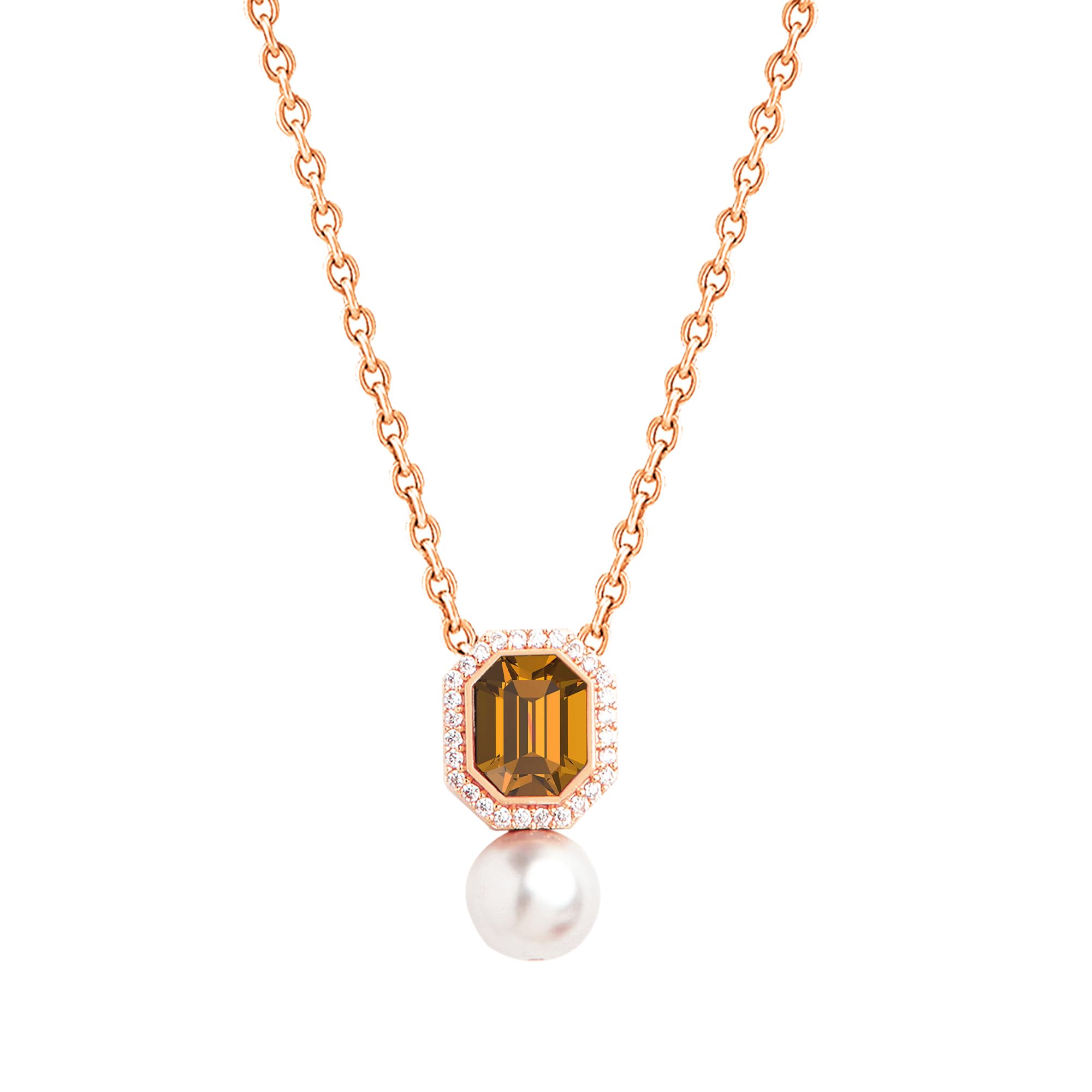 MINUTIAE Stylish Pendant Necklace Topaz Emerald Shape Austrian Crystal Diamond For Women And Girls With Extendable Chain Fashion Jewelry(Rose Gold Plated) (B0CTNYB2NN) Amazon Price History, Amazon Price Tracker