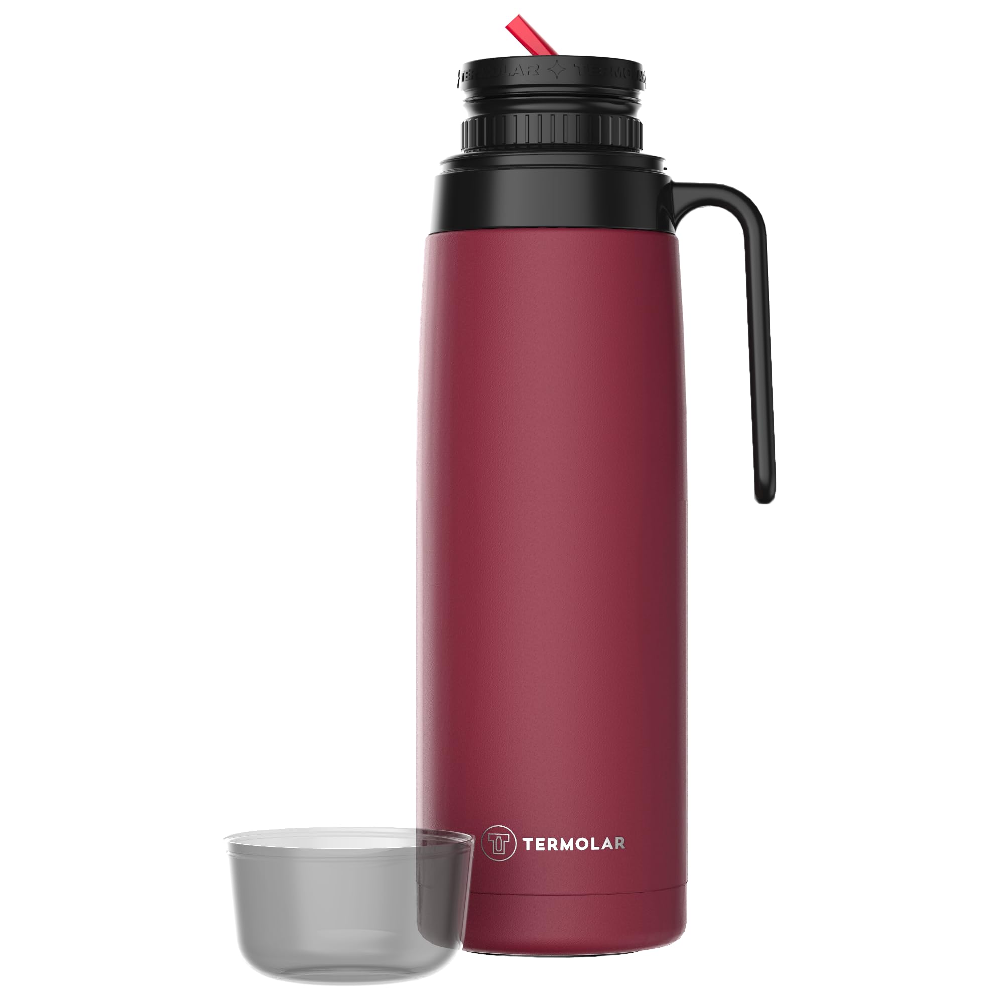 TERMOLAR - Termo R-EVOLUTION 1L con Pico Cebador para Mate y Asa | Termo Acero Inoxidable 304 | Retención Térmica 20H Calor / 36H Frío | Botella Aislante de Viaje Premium para Café o Té (Rosa)