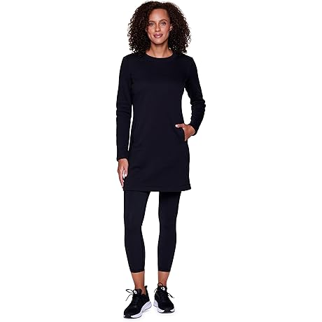 Cozy Fleece Tunic Dress with Handy Pockets: RBX Women's Sweatshirt Dress