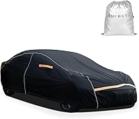 6-Layer Waterproof All-Weather Car Cover for Sedans Up to 185" - UV Rain Snow Wind Protection with Zipper Access