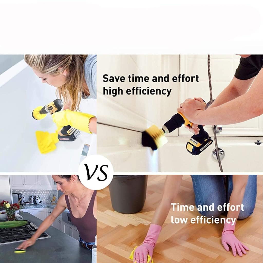 8 Pcs Power Drill Scrubber Brush Set, Drill Brush Attachment Set | Scrubber Brush Pads for Tile | Multipurpose Drill Brushes for Cleaning of Bathroom Surfaces, Kitchen, Pool, Flooring and Car(8 Pcs) 4