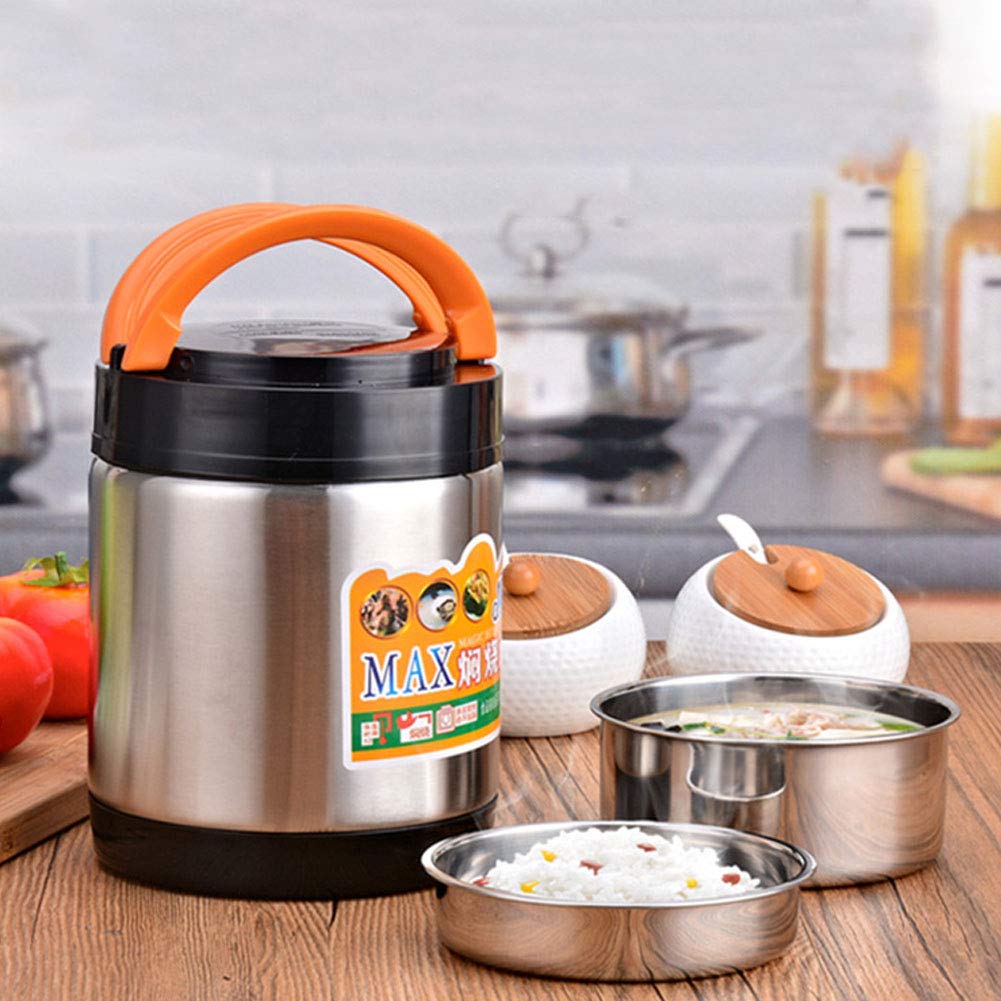 MAGT Fiambrera de preservación del calor, recipiente de comida termo de tres capas de acero inoxidable de gran capacidad 1800ML Termos Para Comida Termo Acero Inoxidable Comida