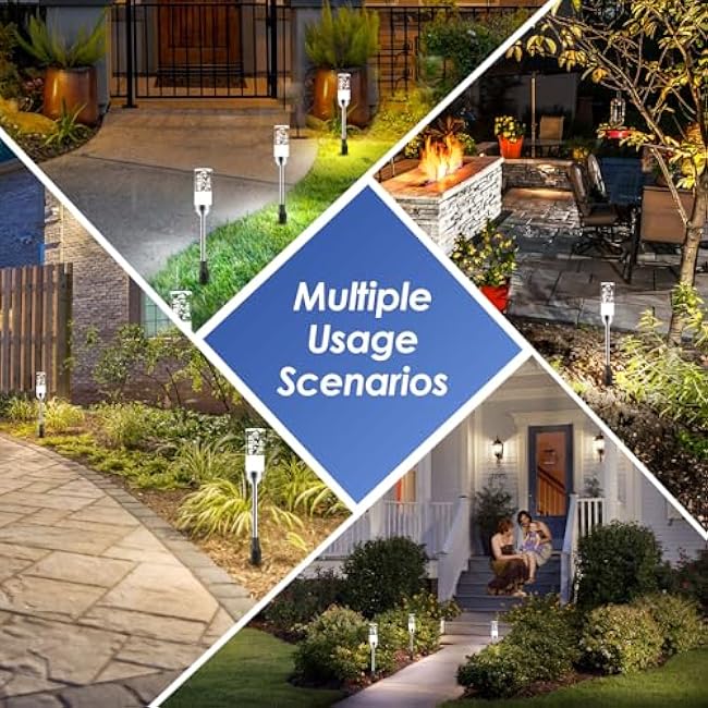 B-right Outdoor Pathway Lights, 6 Pcs LED Path Lights AC Plug 12V Low Voltage Landscape Lighting 570 Lumens, Extendable IP65 Waterproof Outdoor Garden Light for Patio Yard Walkway, Cool White 6000K