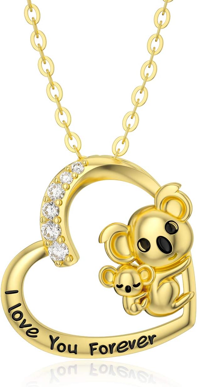 Blocaci Heart Necklaces for Women, Gold Necklace for Mum Mother Daughter Necklace Heart Pendant Necklace Love Jewellery Mother's Day Necklace 16 + 1 + 1 Inch