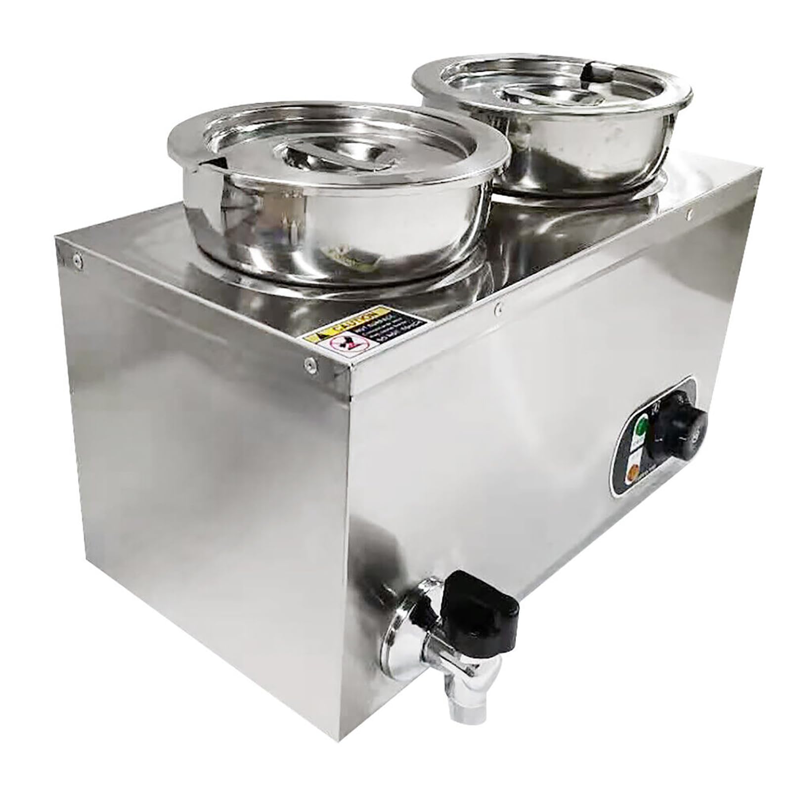 Scaldavivande da 8 l, in acciaio inox, con controllo della temperatura, per catering e ristoranti, 1200 W, include 2 pentole con coperchio