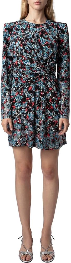 Zadig & Voltaire Womens Radar Thunder Strass Silk Dress, M, Black