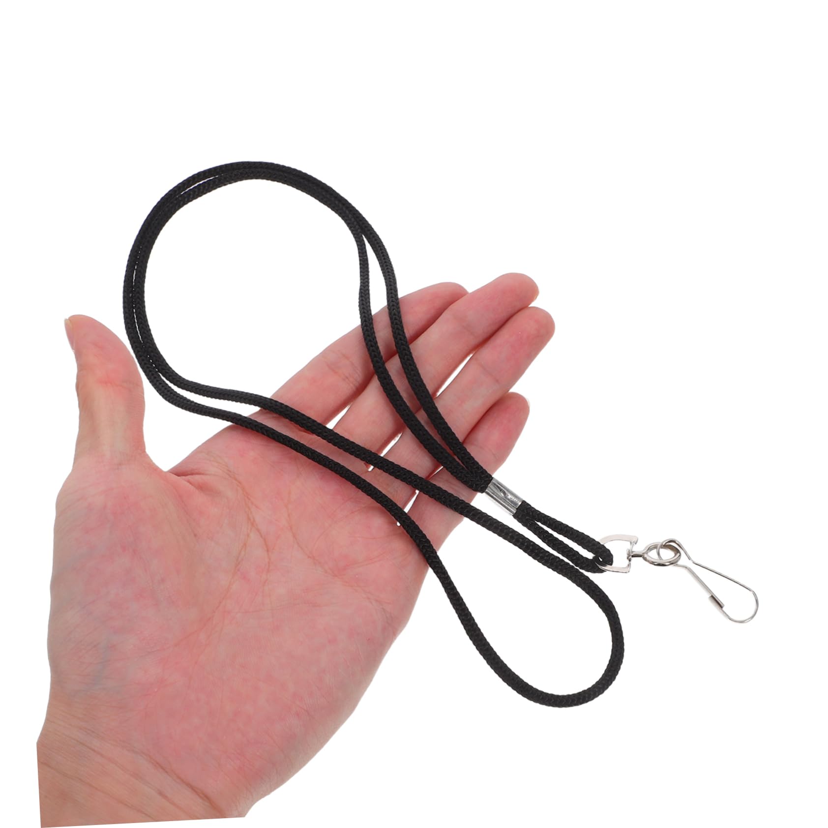Lurrose 100 Pezzi Cordini Porta Badge da Collo Nero in Poliestere con Clip Rilascio Rapido e Fibbia Staccabile per Carte Id Lavoro e Scuola Professionale