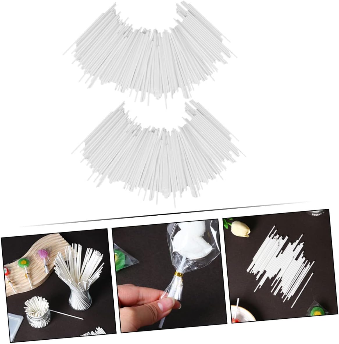 200pcs Paper Candy Sticks for Diy Sweets Marshmallow Lollipop Sticks for Cake Pops Chocolates and Party Use