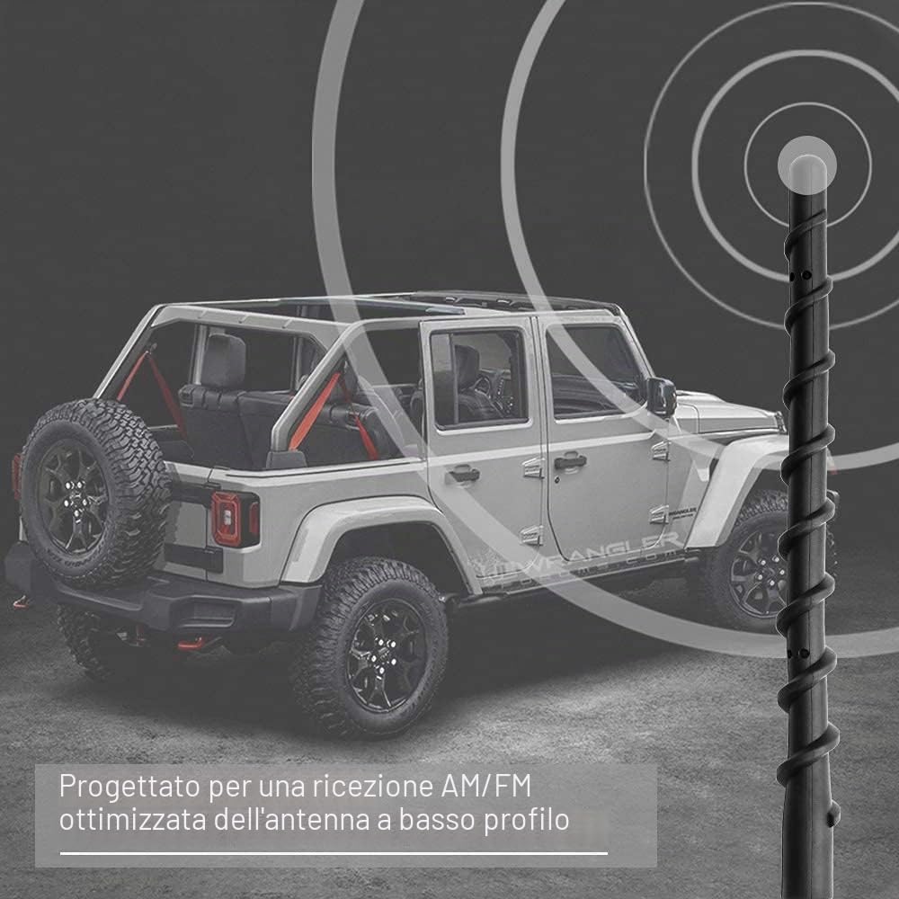 VOFONO Antenna corta per Jeep Wrangler Gladiator JK JL JKU JLU Sahara Rubicon Sport 4xe Willys Mojave, 17,8 cm Jeep Antenna di ricambio Wrangler Gladiator Accessori
