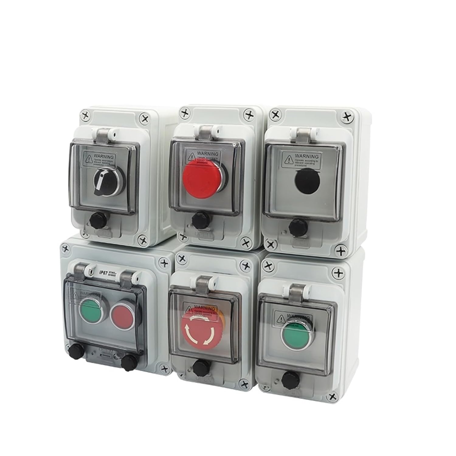 Emergency Stop Switch Control Button Box, Outdoor Protect Shield, Waterproof, Leakage Buttons, Controlling Case, IP67(Short Key Button) Controls Switches