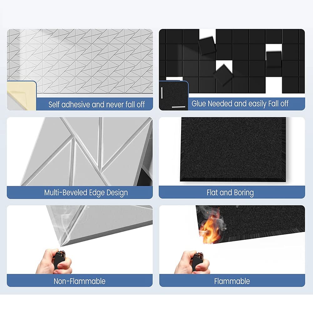 pizarra 16Pcs Acoustic Panel with Self-Adhesive,12X12X0.4in Sound Proof Panel,Sound Panel High Density for Home Studio Office,1