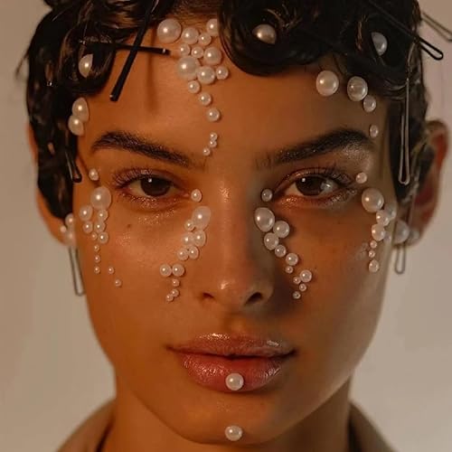 Miniatura 4 de NOOEPC Gemas autoadhesivas para el cabello y perlas para el cabello, perlas faciales y joyas, calcomanías para maquillaje, diamantes para el