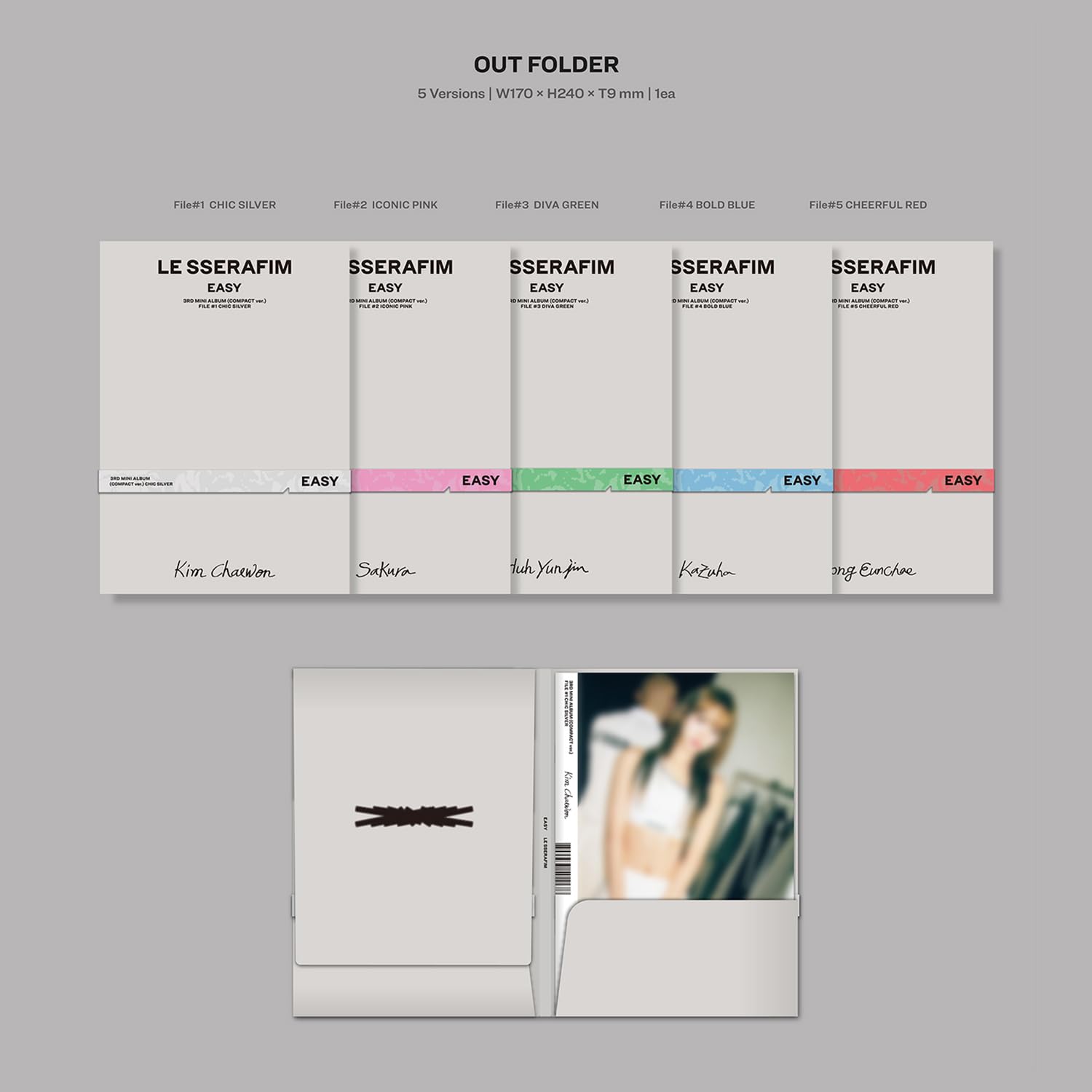 LE SSERAFIM - 3rd Mini Album [EASY] (COMPACT Ver. - Random) Out Folder + Booklet + CD + Photocard + Postcard + Lyric Paper + 2 Pin Badges + 4 Extra Photocards