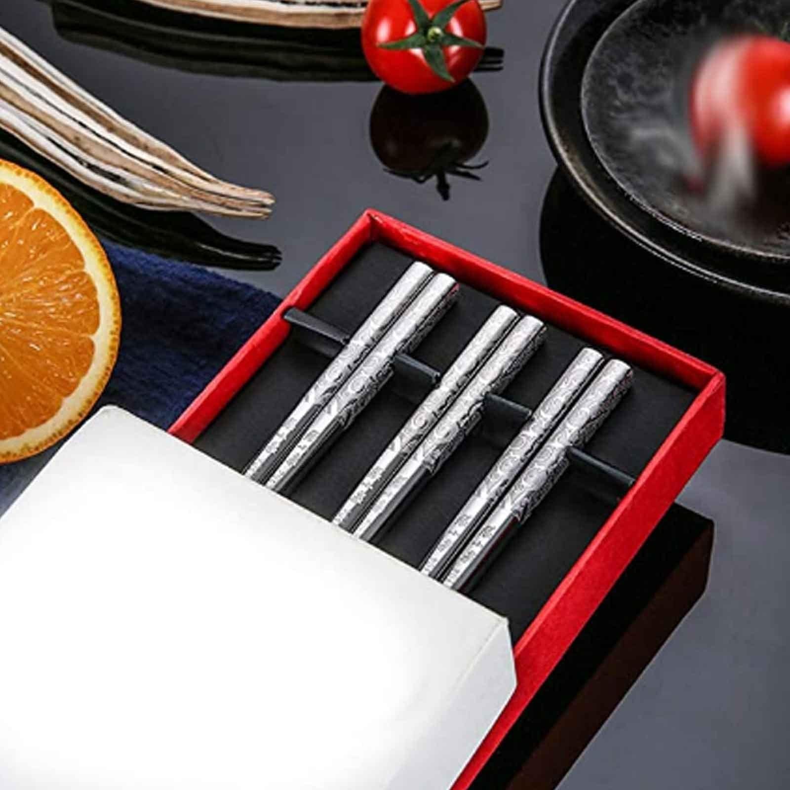 Chinese eetstokjes, herbruikbaar, draagbaar, voor huis, hotel, restaurant, geschenk, roestvrij staal (roségoud