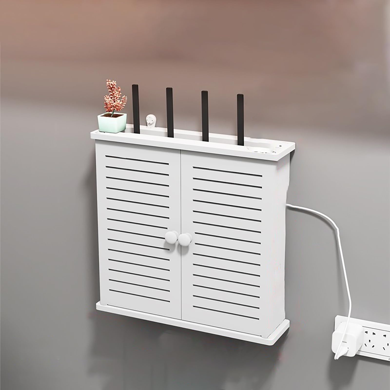 Boîte de rangement murale grande capacité à persiennes pour bureau