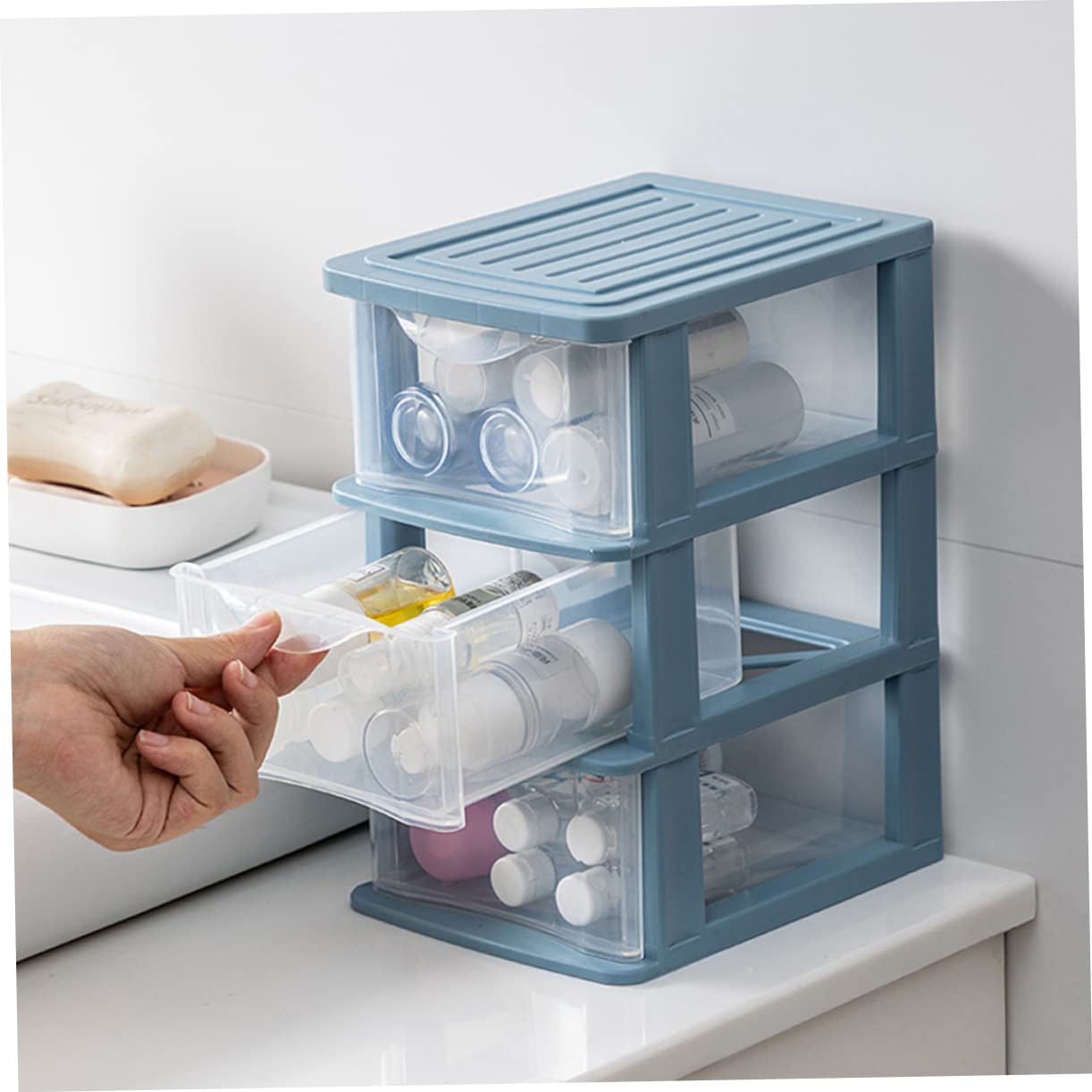 Luxshiny 2stücke Aufbewahrungsbox Schichtige Tabletop Lagerung Boxen Für Kleinigkeiten Hosen-organizer Kosmetik-organizer Für Schreibtisch Und Schrank