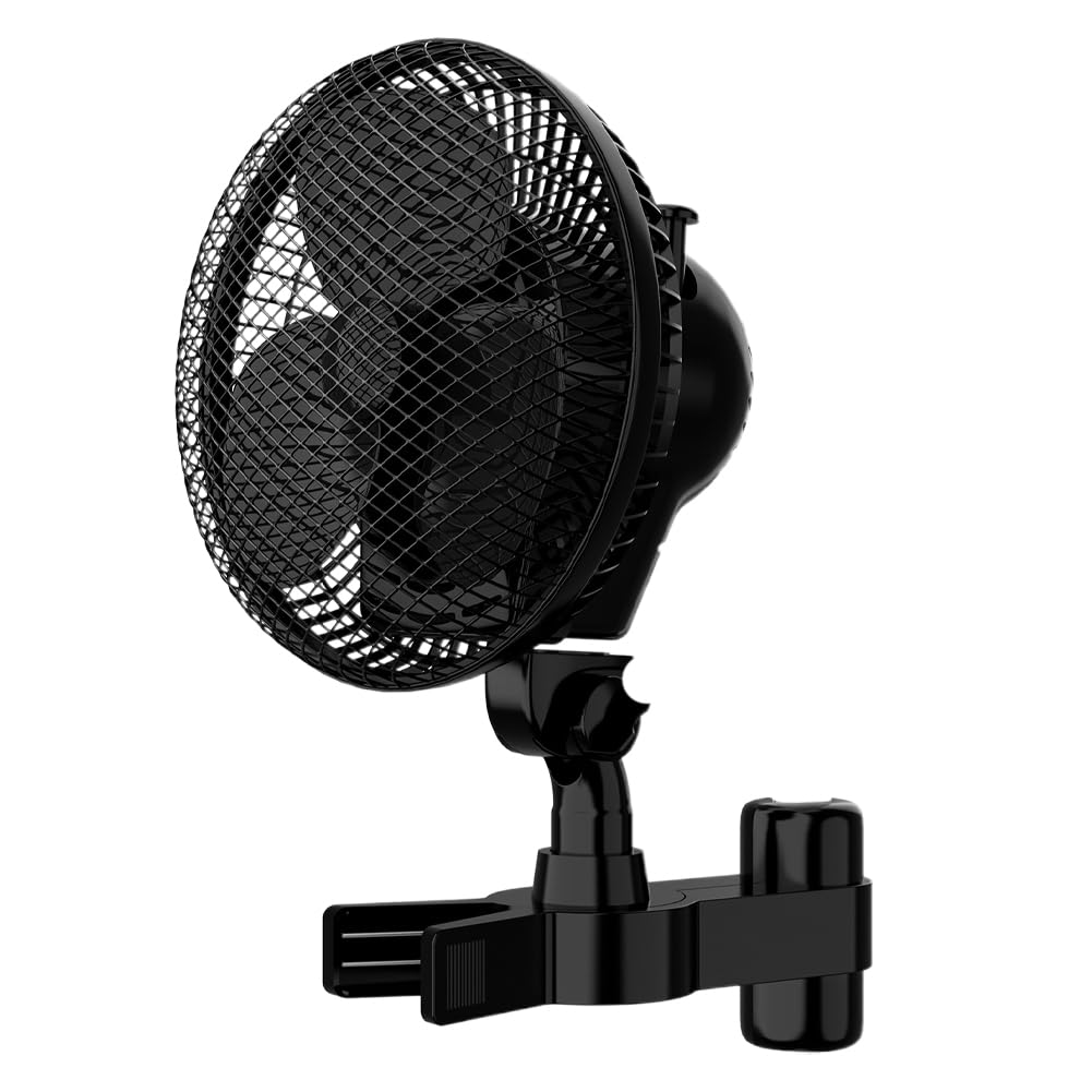 Grow Ventilator mit Clip EC-Motor, Grow Clip-Ventilator Klemmbar für Growzelt, 2 Geschwindigkeitsstufen, 20cm Durchmesser, 20W, 561m³/h Luftstrom, 32 dBA Perfekt Lüfter für Growbox
