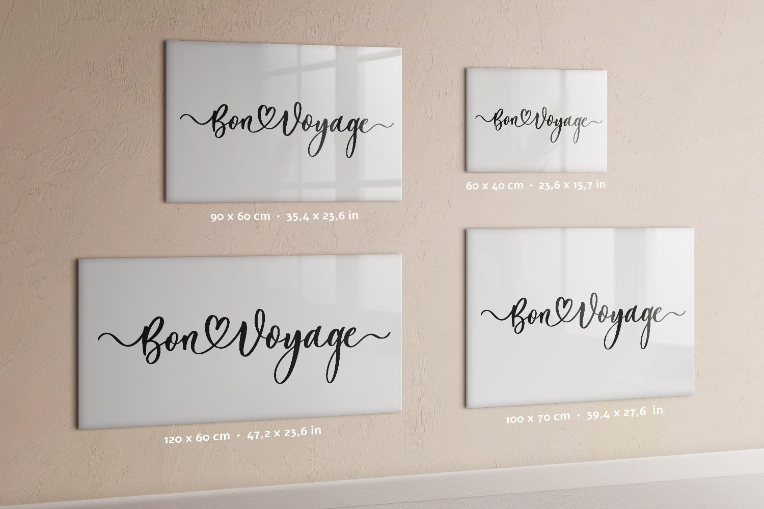 Premium Wand-Glasboard magnetisch mit Zubehör | Neodym-Magnete, Marker & Schwamm | Ideal für Notizen, Planung & Präsentationen- 120x60 - Inschrift Gute Reise