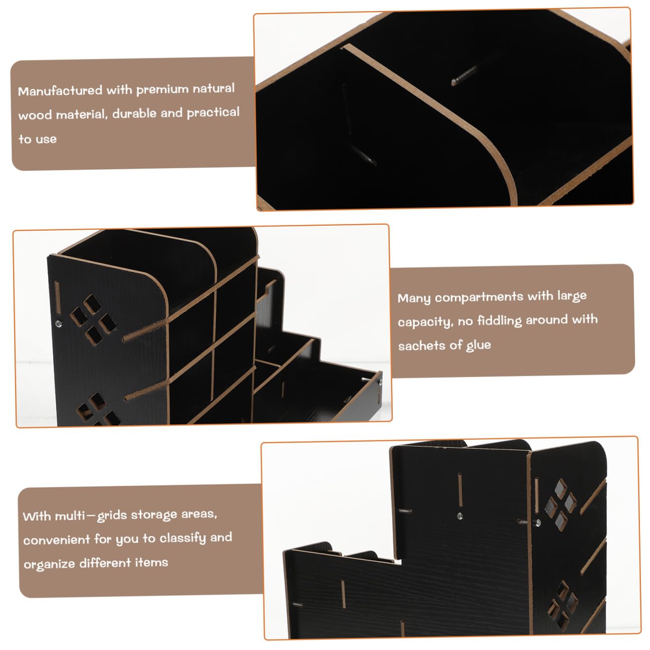 TEHAUX Organizer Per Scrivania in Legno Naturale Porta Penne Da Scrivania Cassetto Organizzatore Per Cancelleria Scomparti Contenitore Portaoggetti Compatto e Leggero Per Ufficio e Studio
