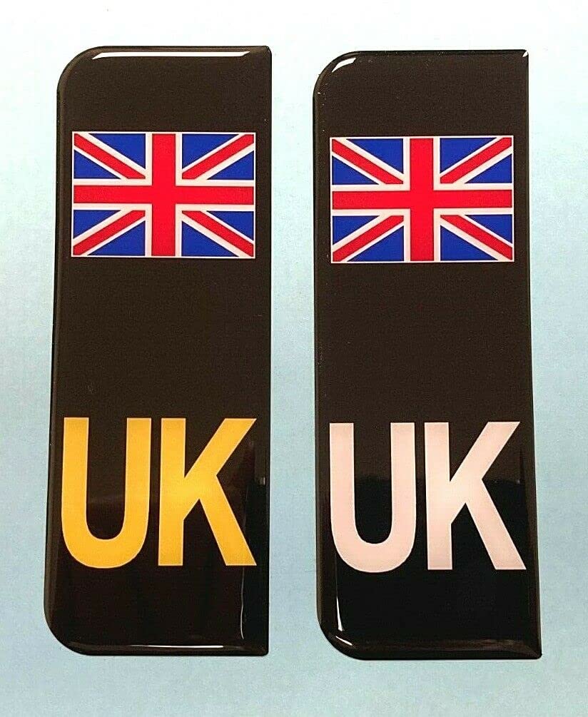 Gelz Black Domed Union Jack Uk Vehicle Number Plate Stickers