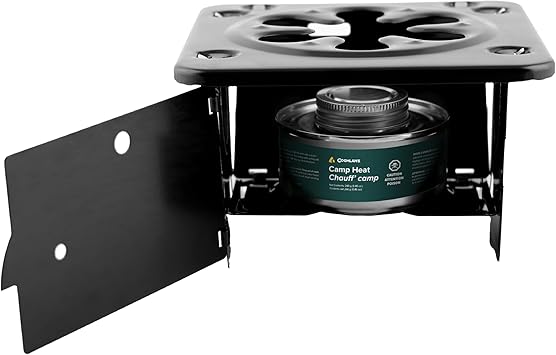 Coghlan's Portable Folding Camp Stove Compact, Lightweight Steel Cooking Stove for Camping, Backpacking, Hiking, or Emergency Use Uses Canned Heat or Fuel Tablets