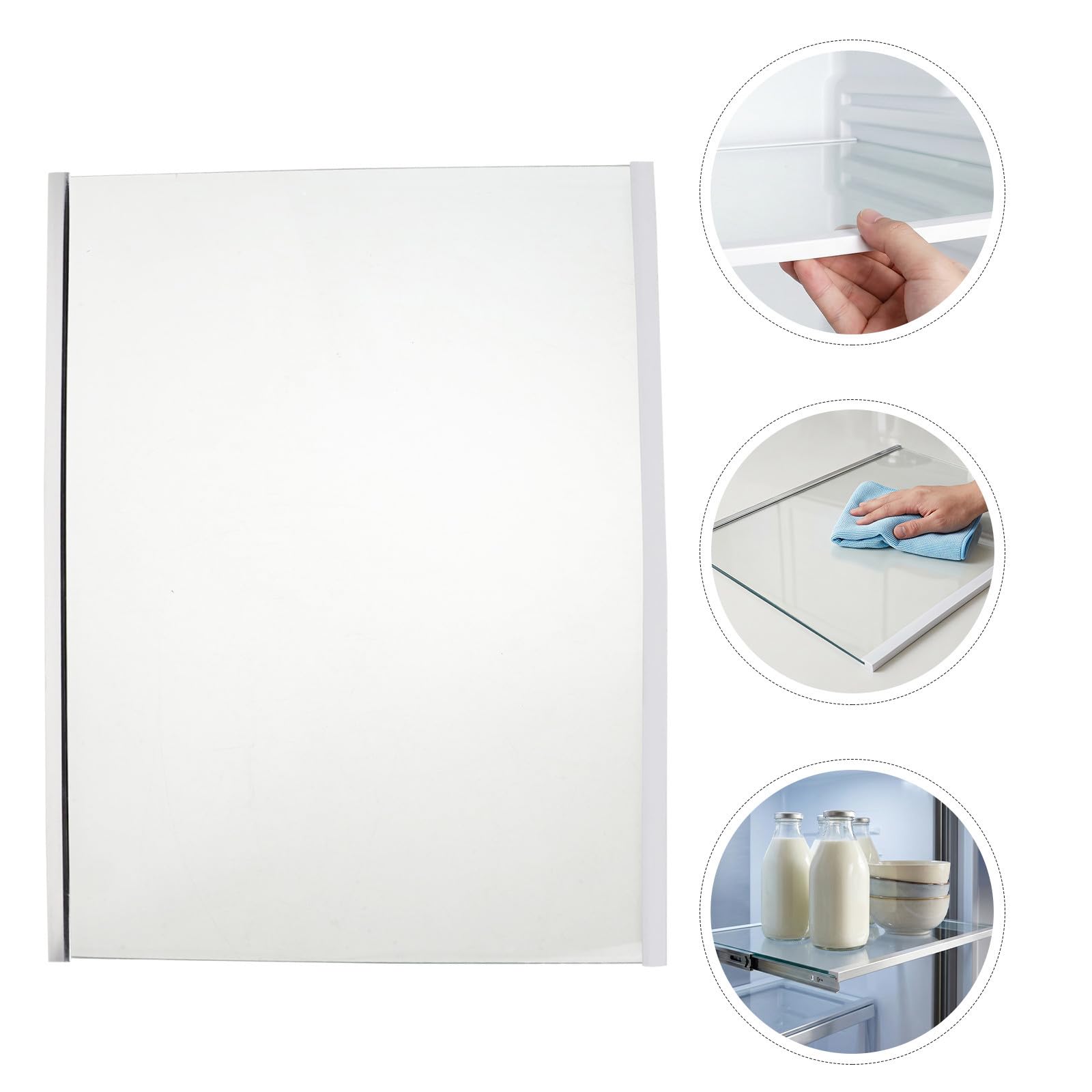 SECFOU Estante de Vidrio Templado para Compartimento de Nevera 44x28, 5 Cm | Borde Doble Recortado, Panel Transparente, Organización de Cocina y Limpieza Sencilla