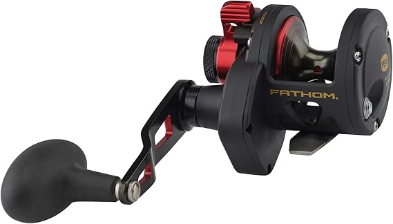 Penn Fishing Fathom Lever Drag Conventional Fishing Reel, Black Gold, 10XN (FTH10XNLD)